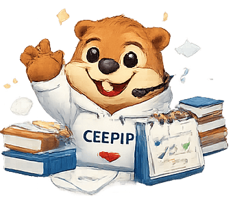 PiPi surrounded by books